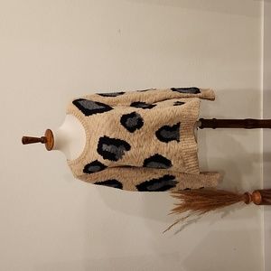 Anthropologie Sleeping on Snow Animal Print Sweater